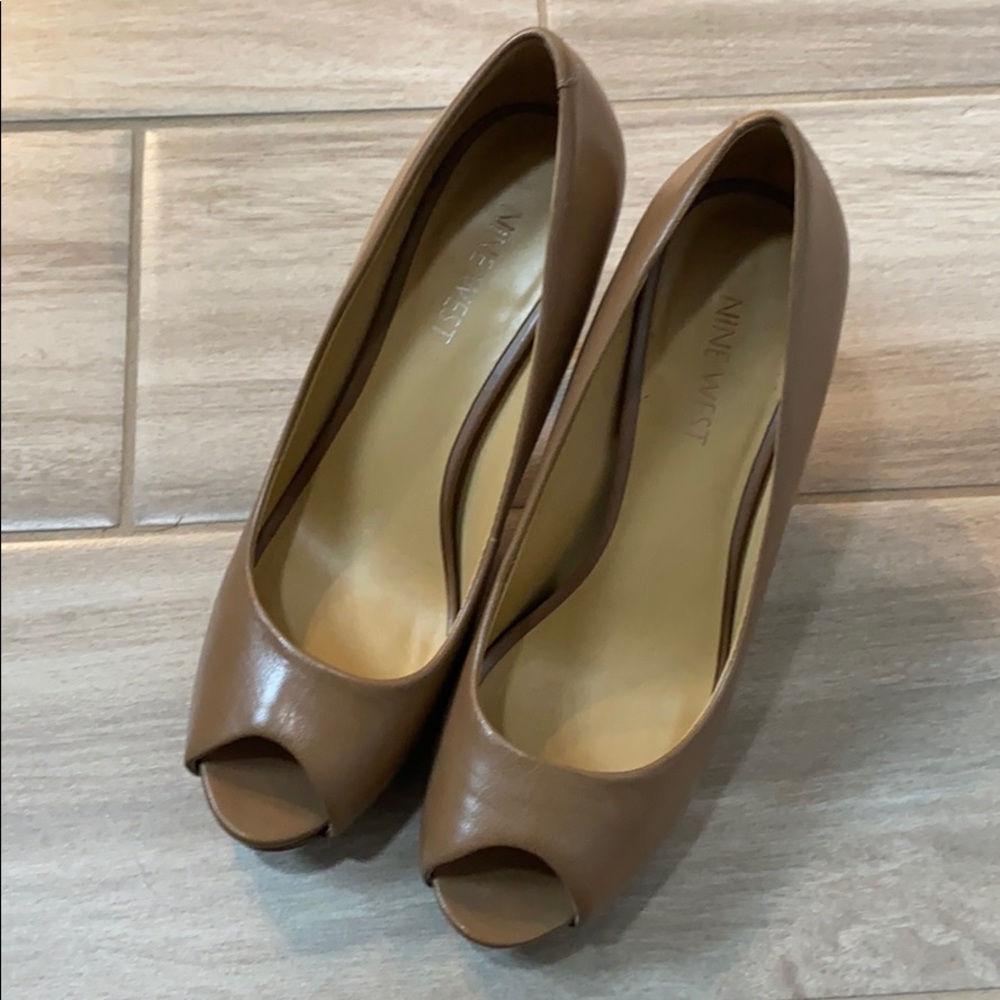 Tan Peep Toe Nine West Heels